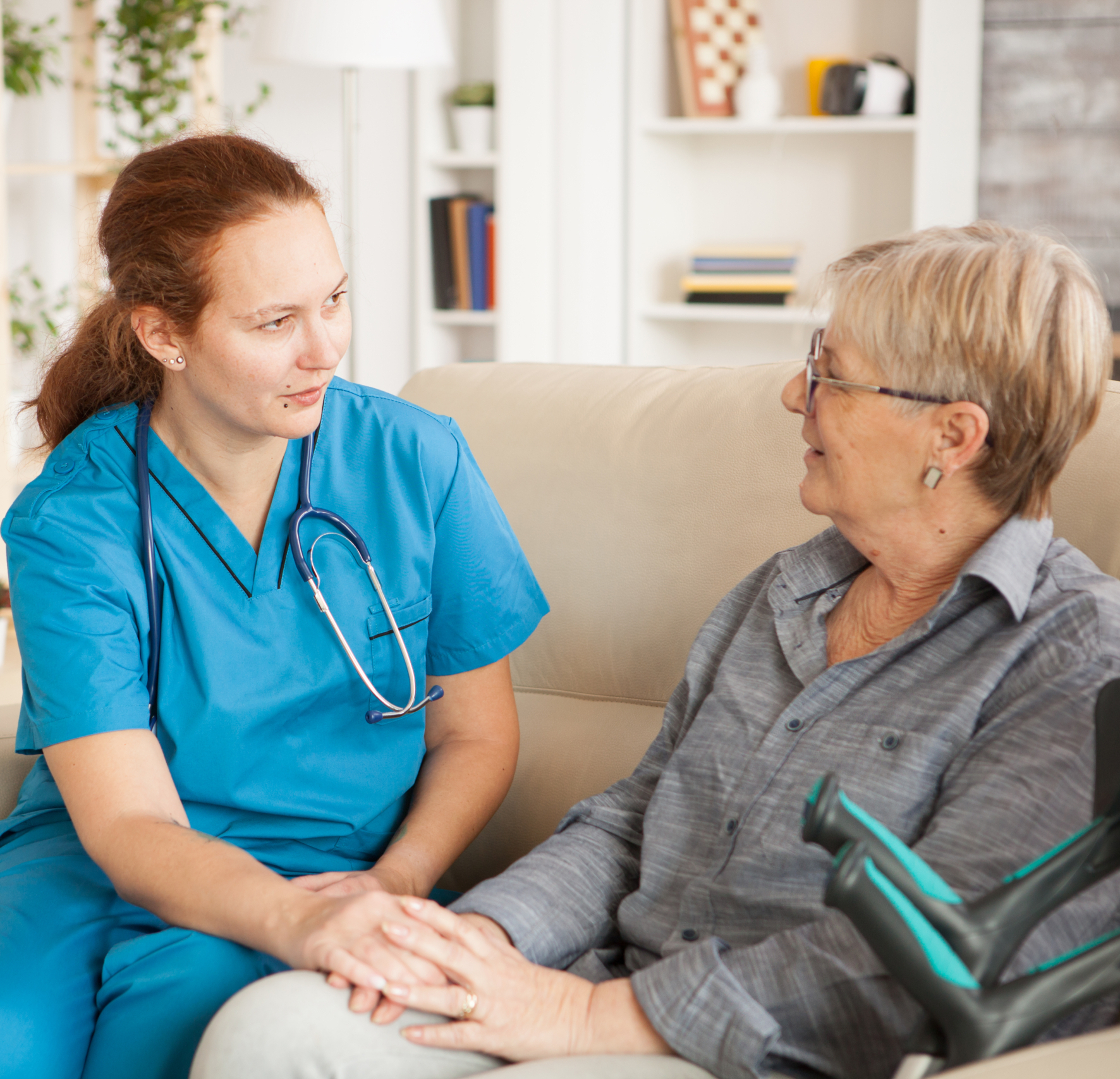 Female nurse having a conversation