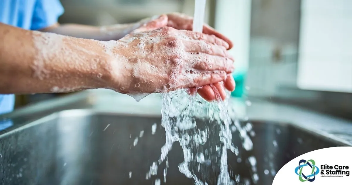 A Guide to Caregiver Wellness During Flu Season Observing hand hygiene as a part of caregiver wellness during flu season.
